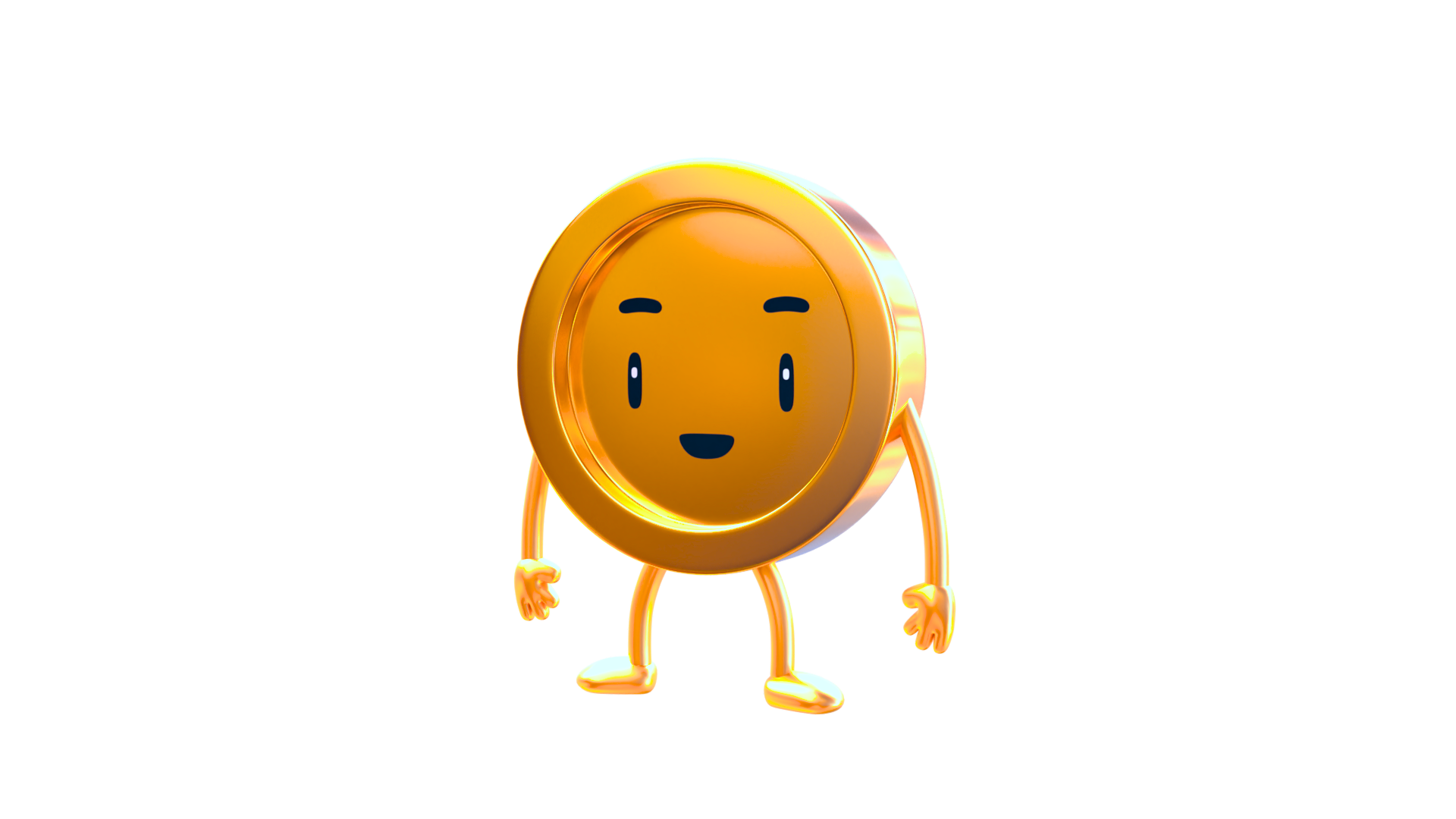 Gold coin mascot standing